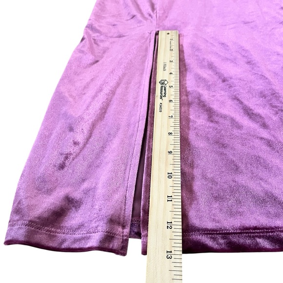 🔟 Zara Raspberry Velvet Bodycon Midi Dress Side Slit  Large - Picture 9 of 11